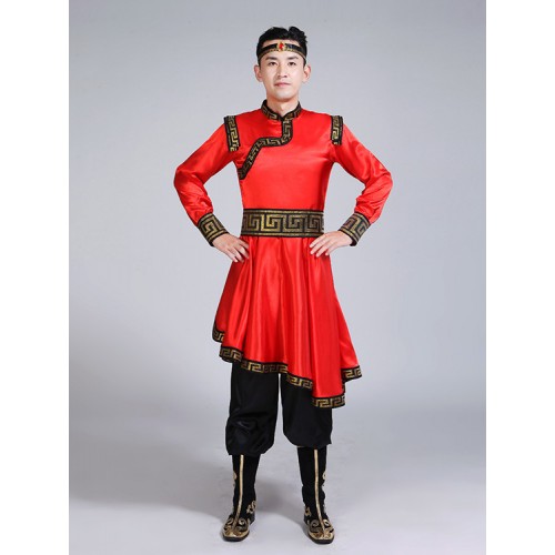 Men's Mongolian dance costumes Men's chinese folk dance costumes riding cosplay robes
